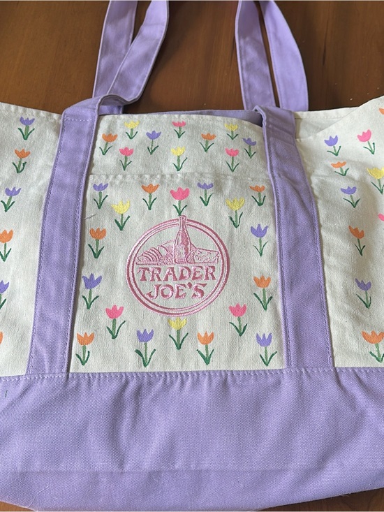 Trader Joe'S Handbags - Hand Painted Trader Joe’s Lavender Canvas Tote Bag (Large Size)